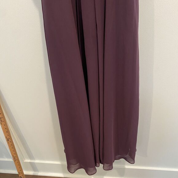 Azazie C Sarah Sangria Purple A-Line Halter Neck Chiffon Dress Bridesmaid Gown - Picture 9 of 16